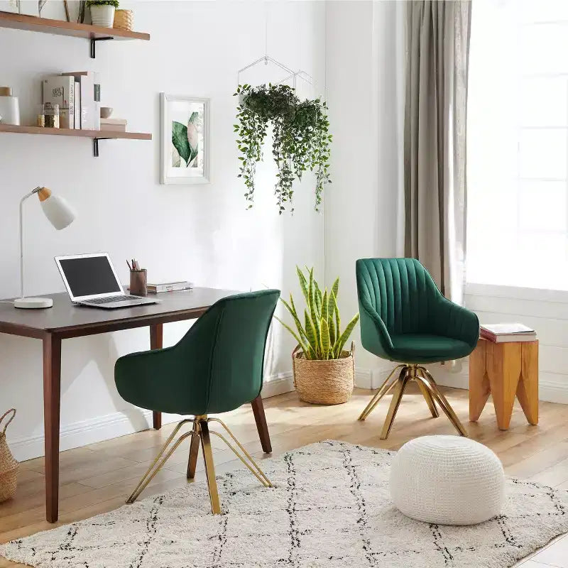 Fauteuil d'appoint pivotant Art Leon en velours confortable avec pieds dorés