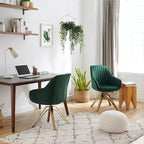 Fauteuil d'appoint pivotant Art Leon en velours confortable avec pieds dorés