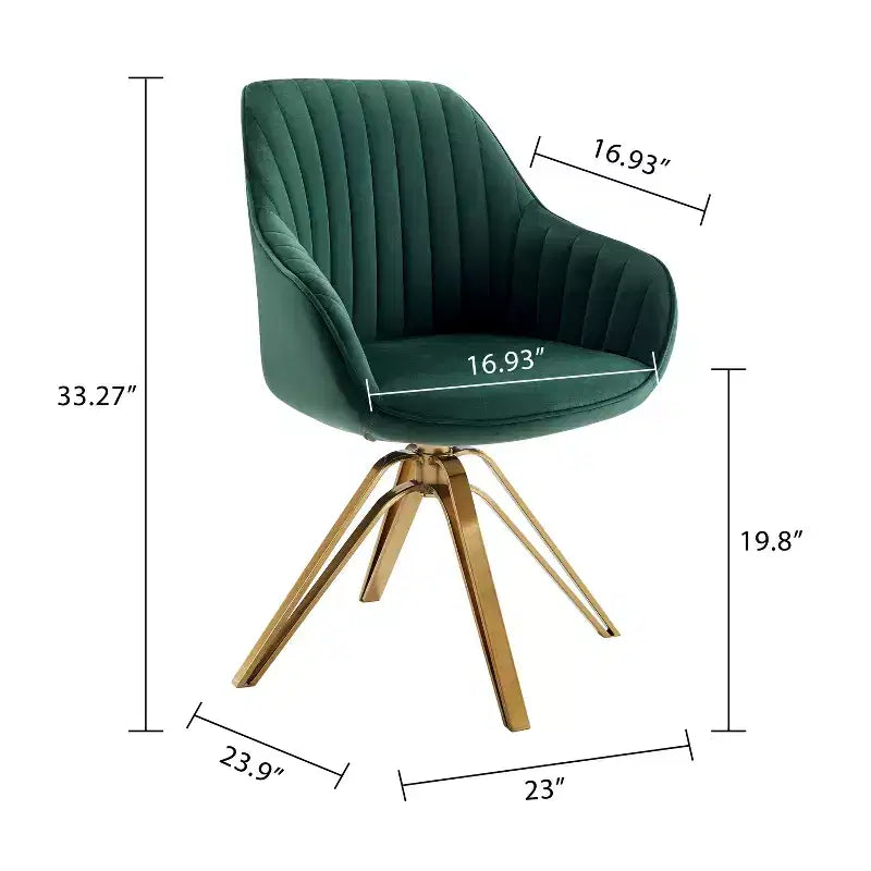 Fauteuil d'appoint pivotant Art Leon en velours confortable avec pieds dorés