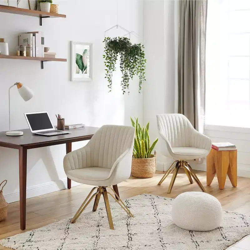 Fauteuil d'appoint pivotant Art Leon en velours confortable avec pieds dorés