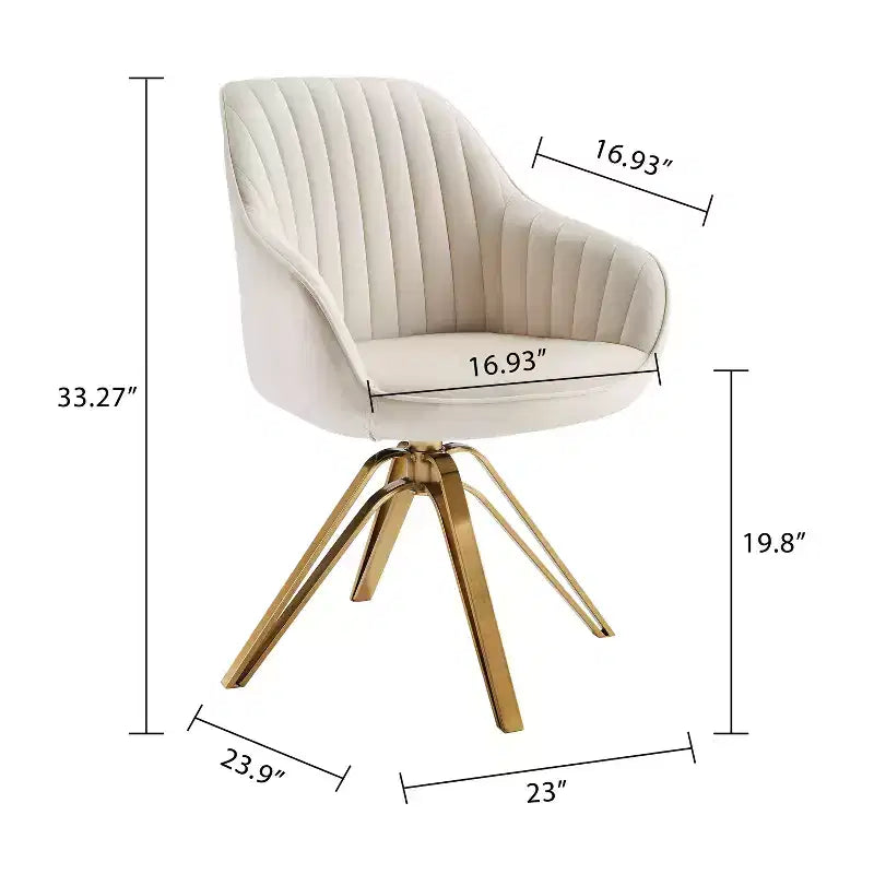 Fauteuil d'appoint pivotant Art Leon en velours confortable avec pieds dorés
