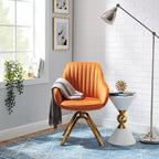 Fauteuil d'appoint pivotant Art Leon en velours confortable avec pieds dorés
