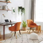 Fauteuil d'appoint pivotant Art Leon en velours confortable avec pieds dorés