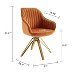 Fauteuil d'appoint pivotant Art Leon en velours confortable avec pieds dorés