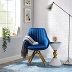 Fauteuil d'appoint pivotant Art Leon en velours confortable avec pieds dorés