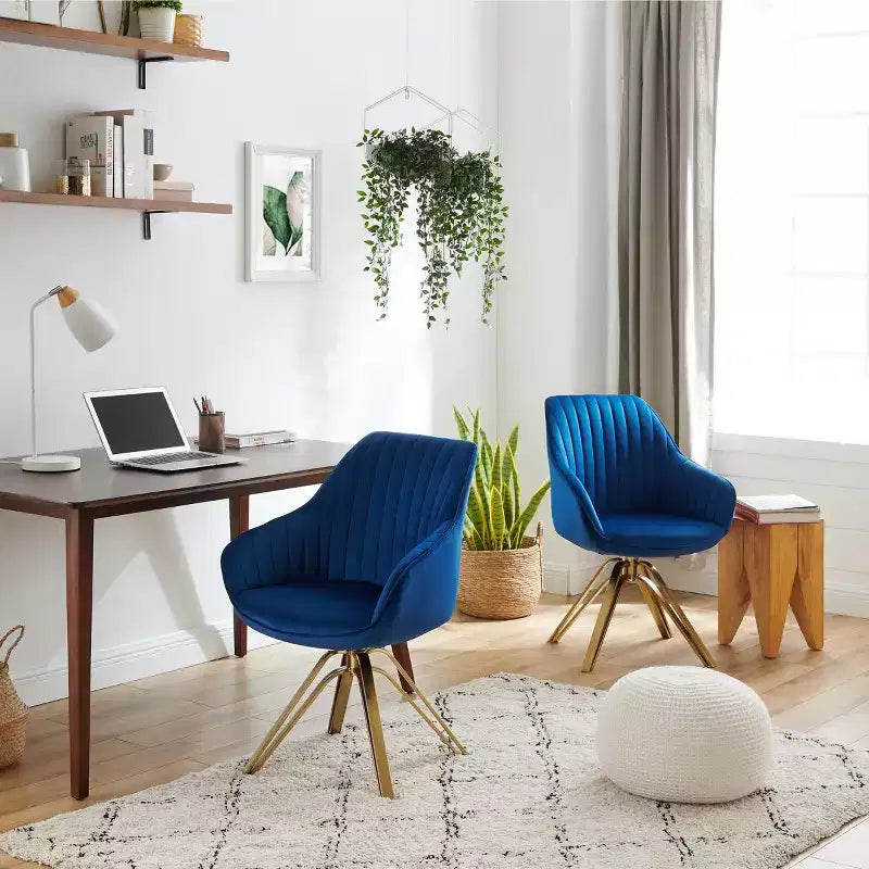 Fauteuil d'appoint pivotant Art Leon en velours confortable avec pieds dorés