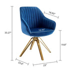 Fauteuil d'appoint pivotant Art Leon en velours confortable avec pieds dorés