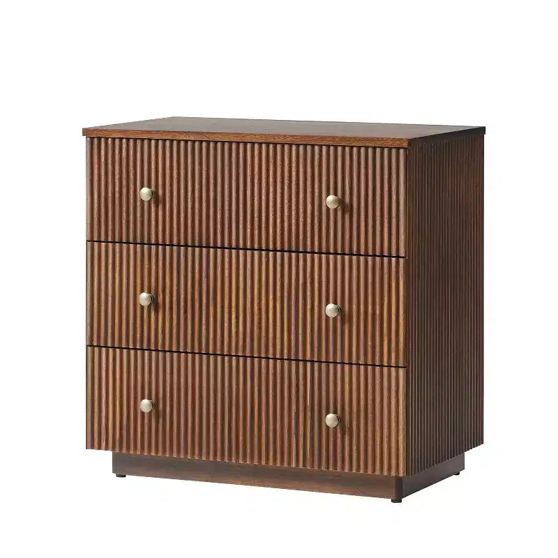 Sara 3-Drawer Modern end table with Built-in Charging Station|ART OF LIVING DESIGNS-WALNUT