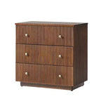 Sara 3-Drawer Modern end table with Built-in Charging Station|ART OF LIVING DESIGNS-WALNUT