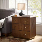 Table d'appoint moderne Sara à 3 tiroirs avec station de charge intégrée|ART OF LIVING DESIGNS-WALNUT