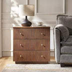 Table d'appoint moderne Sara à 3 tiroirs avec station de charge intégrée|ART OF LIVING DESIGNS-WALNUT