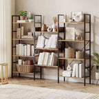 Étagère réglable à trois colonnes, 11 étagères, 15 kg/étagère, cadre en acier et panneaux MDF (noir) pour salon, bureau, chambre