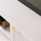 Meuble TV Garvee cannelé pour 80 pouces, meuble de divertissement moderne avec rangement, meuble média en bois avec porte cannelée pour salon