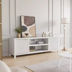 Meuble TV Garvee cannelé pour 80 pouces, meuble de divertissement moderne avec rangement, meuble média en bois avec porte cannelée pour salon