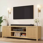 Garvee Fluted TV Stand for 80 Inch, Modern Entertainment Center with Storage, Wooden Media Cabinet with Fluted Door for Living Room