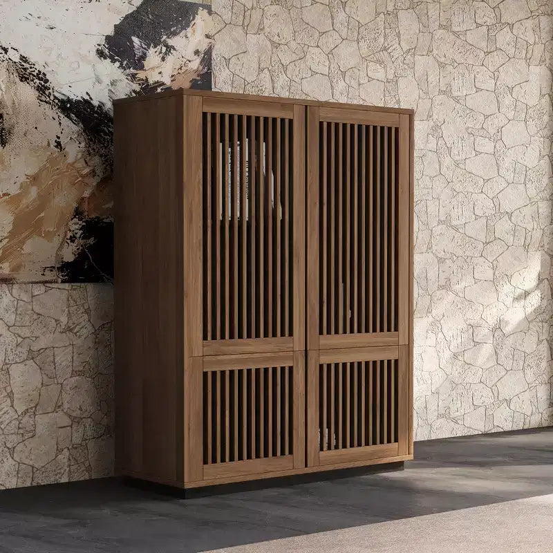 Meuble de rangement d'angle Luck Live Farmhouse de 34,84 pouces de couleur noyer.