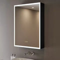 Flora Medicine Cabinet with Mirrors and Lights, Recessed/Wall Mounted Bathroom Cabinet with 3 Mode Light, Dimmable, Anti-Fog, Black