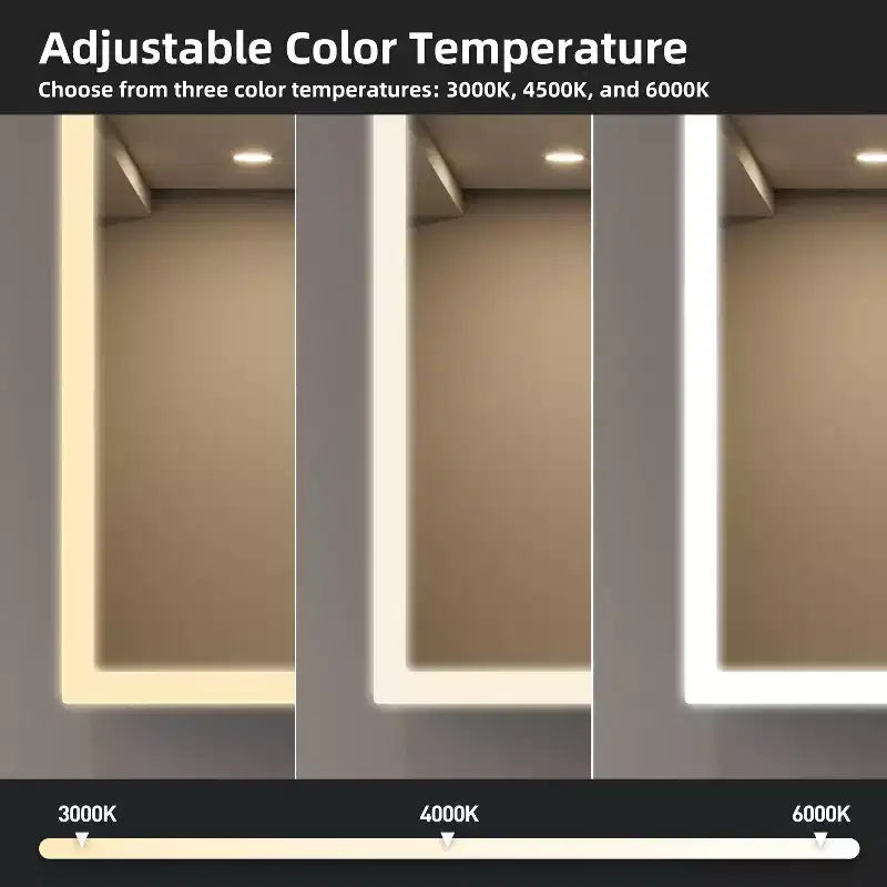 Armoire à pharmacie Flora avec miroirs et lumières, meuble de salle de bain encastré/mural avec lumière 3 modes, intensité variable, anti-buée, noir