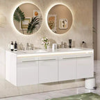 Meuble-lavabo flottant double AMERLIFE LED avec lavabo intégré
