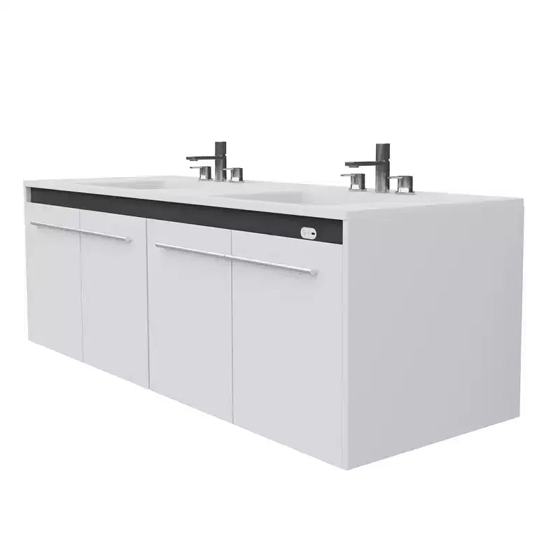 Meuble-lavabo flottant double AMERLIFE LED avec lavabo intégré