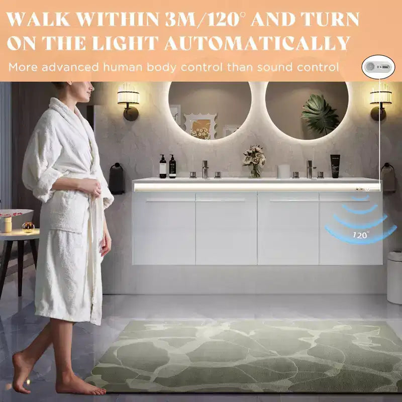 Meuble-lavabo flottant double AMERLIFE LED avec lavabo intégré