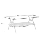 Ensemble de 3 tables basses et tables d'appoint, Table en verre trempé avec couche de MDF, Tables modernes pour salon, Verre transparent