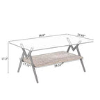 Ensemble de 3 tables basses et tables d'appoint, Table en verre trempé avec couche de MDF, Tables modernes pour salon, Verre transparent