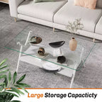 Ensemble de 3 tables basses et tables d'appoint, Table en verre trempé avec couche de MDF, Tables modernes pour salon, Verre transparent