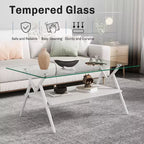 Ensemble de 3 tables basses et tables d'appoint, Table en verre trempé avec couche de MDF, Tables modernes pour salon, Verre transparent