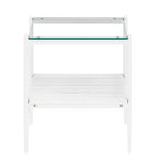 Lot de 2 tables d'appoint rectangulaires, plateau en verre trempé avec couche MDF, verre transparent