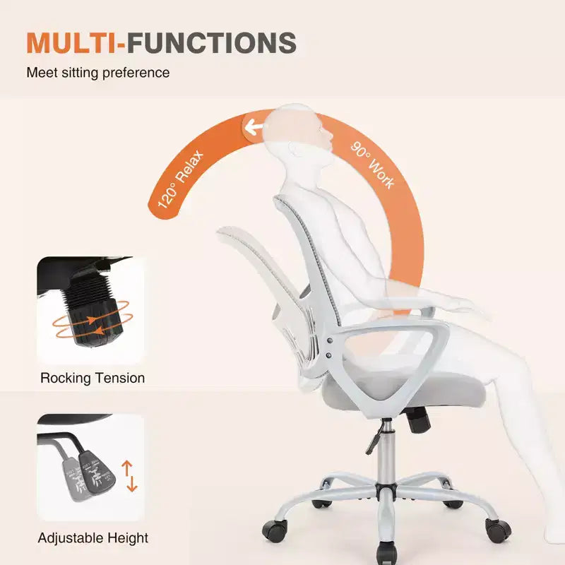 Chaise de bureau Bestier avec cadre métallique et soutien lombaire Chaise de bureau ergonomique réglable avec accoudoirs rembourrés