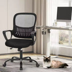 Chaise de bureau Bestier avec cadre métallique et soutien lombaire Chaise de bureau ergonomique réglable avec accoudoirs rembourrés