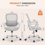 Chaise de bureau Bestier avec cadre métallique et soutien lombaire Chaise de bureau ergonomique réglable avec accoudoirs rembourrés