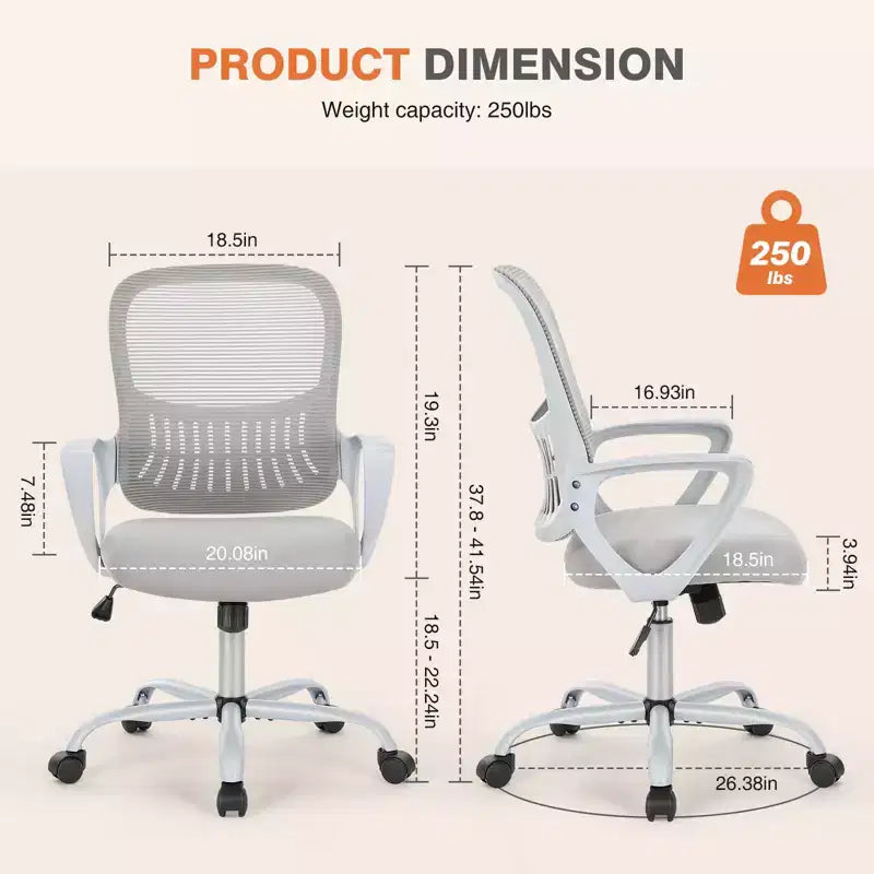 Chaise de bureau Bestier avec cadre métallique et soutien lombaire Chaise de bureau ergonomique réglable avec accoudoirs rembourrés