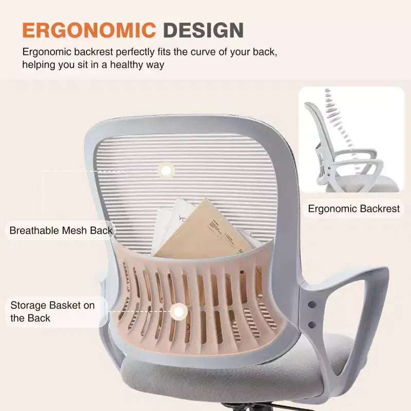Chaise de bureau Bestier avec cadre métallique et soutien lombaire Chaise de bureau ergonomique réglable avec accoudoirs rembourrés