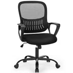 Chaise de bureau Bestier avec cadre métallique et soutien lombaire Chaise de bureau ergonomique réglable avec accoudoirs rembourrés