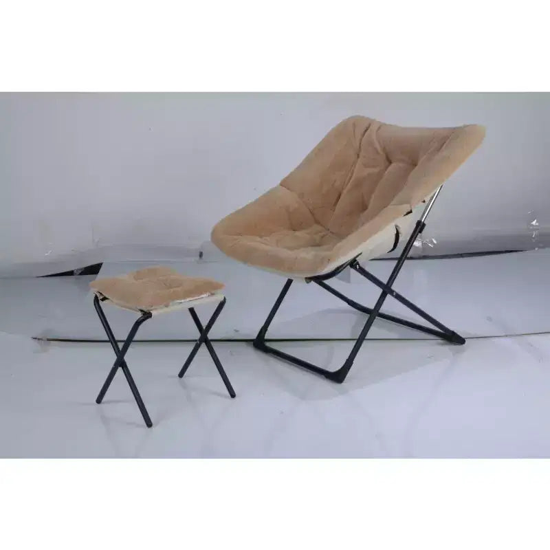 Chaise Soucoupe, Fauteuil Lounger - Siège de sol XL pliant en fausse fourrure, Base antidérapante pour la stabilité, Fauteuil d'appoint