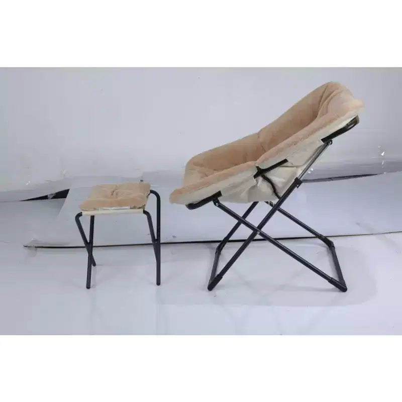 Chaise Soucoupe, Fauteuil Lounger - Siège de sol XL pliant en fausse fourrure, Base antidérapante pour la stabilité, Fauteuil d'appoint