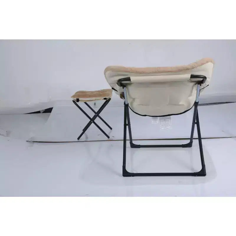 Chaise Soucoupe, Fauteuil Lounger - Siège de sol XL pliant en fausse fourrure, Base antidérapante pour la stabilité, Fauteuil d'appoint
