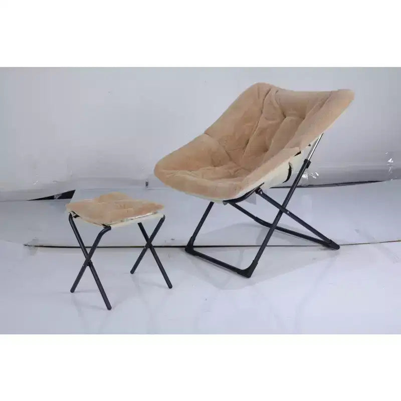 Chaise Soucoupe, Fauteuil Lounger - Siège de sol XL pliant en fausse fourrure, Base antidérapante pour la stabilité, Fauteuil d'appoint