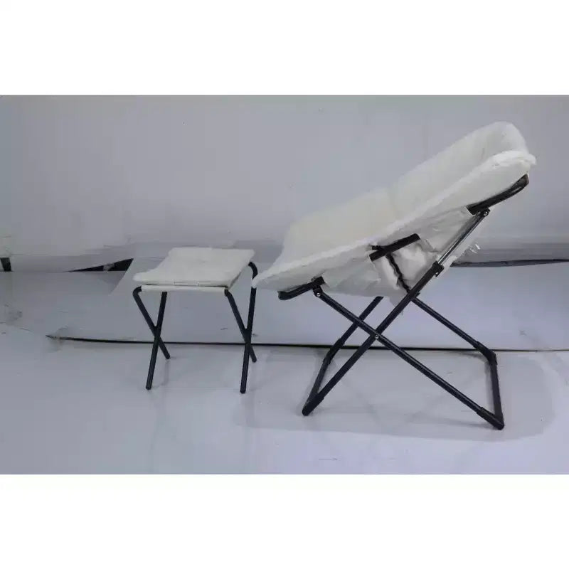 Chaise Soucoupe, Fauteuil Lounger - Siège de sol XL pliant en fausse fourrure, Base antidérapante pour la stabilité, Fauteuil d'appoint