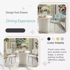 Ensemble de salle à manger 5 pièces pour 4 personnes, table de salle à manger moderne avec 4 chaises de salle à manger rembourrées, Turquoise et Beige et Blanc - ModernLuxe