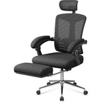 Chaise de bureau ergonomique à dossier haut GALAXHERO avec repose-pieds, grande et haute, réglable, inclinable avec support lombaire, vérin à gaz SGS classe 4