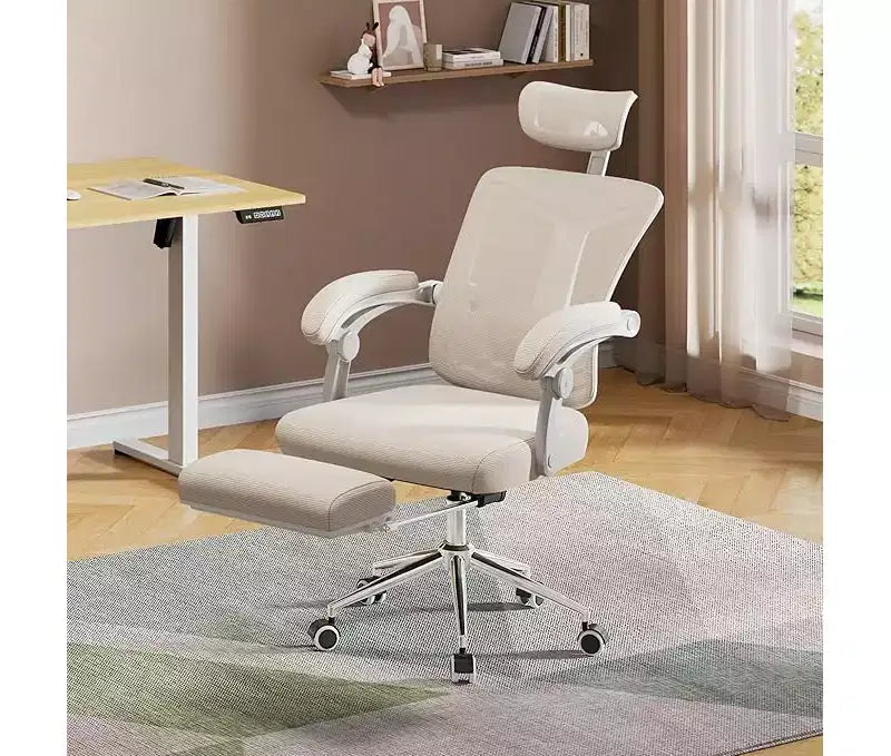 Chaise de bureau ergonomique à dossier haut GALAXHERO avec repose-pieds, grande et haute, réglable, inclinable avec support lombaire, vérin à gaz SGS classe 4