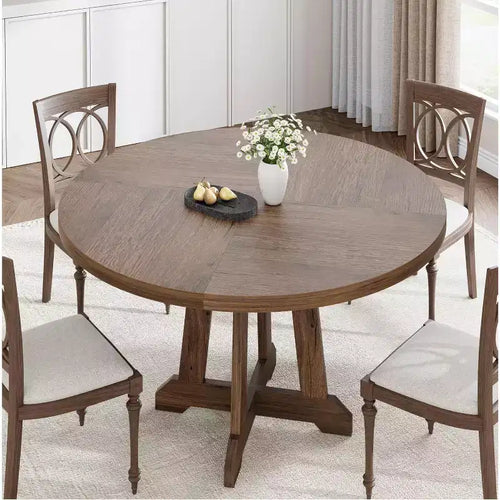 47 Inch Round Dinner Table for 4, Farmhouse Kitchen Table, Classic Dining Room Furniture, Wooden Round Table, for Kitchen, Dining Room