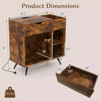 Meuble tourne-disque Costway avec prise de courant, tiroir, séparateur amovible, meuble de présentation industriel pour platine vinyle