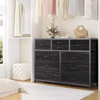 Commode double usage à 10 tiroirs et meuble TV, centre de divertissement pour téléviseurs de 55 pouces, organisateur de rangement pour chambre/salon/entrée