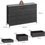 Commode double usage à 10 tiroirs et meuble TV, centre de divertissement pour téléviseurs de 55 pouces, organisateur de rangement pour chambre/salon/entrée