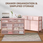 Commode double usage à 10 tiroirs et meuble TV, centre de divertissement pour téléviseurs de 55 pouces, organisateur de rangement pour chambre/salon/entrée