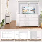 Commode double usage à 10 tiroirs et meuble TV, centre de divertissement pour téléviseurs de 55 pouces, organisateur de rangement pour chambre/salon/entrée